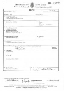 Kathleen Death Certificate
