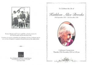 Kathleen Funeral Service Card